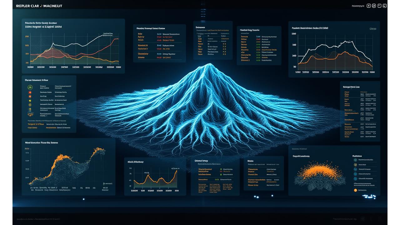 Dashboard displaying real-time geological data, 3D terrain maps, and sensor readings