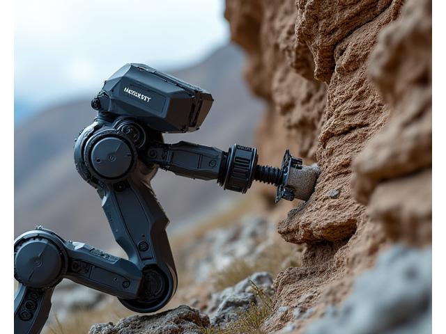 Specialized autonomous robot equipped with sampling tools on a geological site