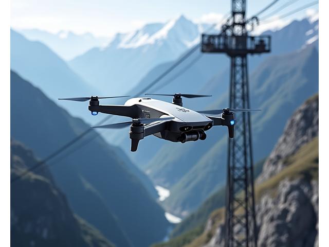 Autonomous drone inspecting a high-altitude cable car support structure