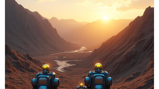 High-tech mining exploration equipment mapping subterranean geological structures in a remote, mineral-rich mountain range.