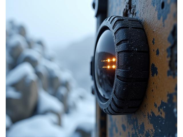 Close-up view of a robust industrial sensor network collecting data in a harsh, remote environment.
